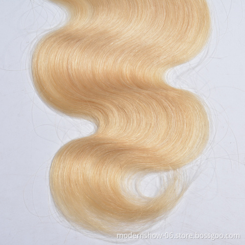 Raw cuticle aligned straight blond 613 human hair,Virgin Hair bundles with lace closure frontal